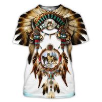 2023 In stock 3D Print Native American Indian Mens T-shirt Beauty Dream Catcher Skull Wolfs t shirt Summer Short Sleeve Harajuku Shirt，Contact the seller to personalize the name and logo