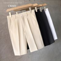 Summer Loose Male Shorts 2023 Korean Solid Shorts Men Fashion Business Office Mid-Rise Button Straight Casual Five Points Pants