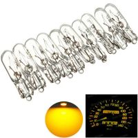 10Pc T5 2W 12V Yellow Car Halogen Bulbs Wedge Lamp Automobile Dashboard Warning Indicator Bulb Instrument light for Car Interior