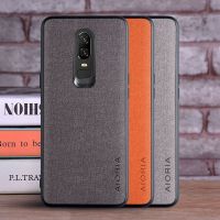 [Woo Fashion Case] เคสสำหรับ Oneplus 6 Coque สิ่งทอที่หรูหราหนังผิวนุ่ม TPU ฮาร์ดพีซีเคสโทรศัพท์สำหรับ Oneplus 6เคส Funda