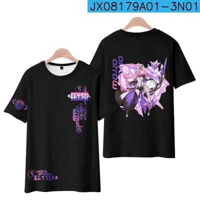 Honkai Impact 3 Elysia 3D t-shirt summer women men game fashion boys and girls summer adult childrens cosplay t-shirt