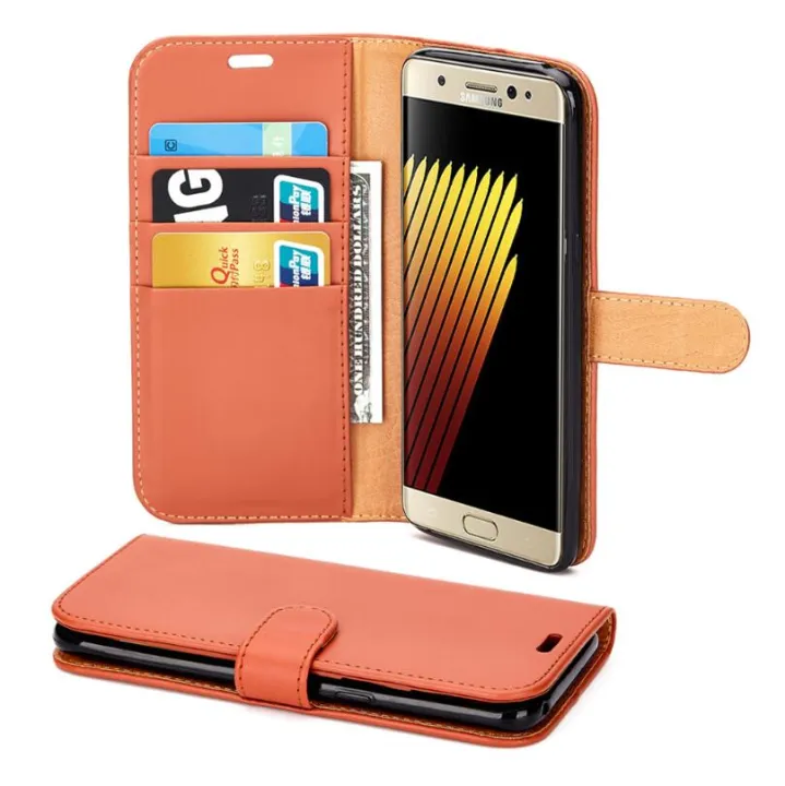 เคสใส่โทรศัพท์สำหรับ-samsung-galaxy-note-fe-พัดลม-edition-พลิกสไตล์สีทึบคลาสสิกโทรศัพท์ซองใส่บัตรหมายเหตุ7