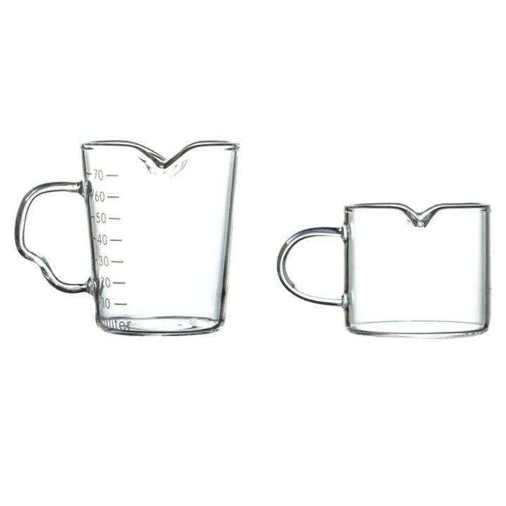 Set of 2 Glass Milk Jug Twin Spout Pouring Coffee Cream Sauce Jug