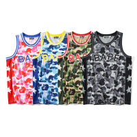 BAPE Men Women Vest Sports T-shirts Oversize Breathable Sports Camouflage Star Vest Clothing M~3XL