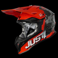 หมวกกันน็อควิบาก JUST1 รุ่น J39 ลาย Kinetic gloss Grey Red Camo Fluo Orange