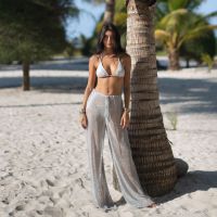 Venus Metallic Cover-up Beach Pants : Silver ( FREESIZE ) | FIDUCIA BANGKOK