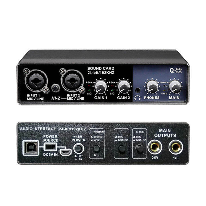 Portable Audio Interface USB Sound Card Mic Preamplifier Computers