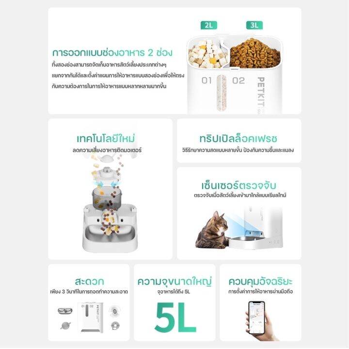 petkit-fresh-element-gemini-smart-feeder-global-version-ประกันศูนย์ไทย1ปี-เครื่องให้อาหารสัตว์เลี้ยงอัจฉริยะแบบ-2ช่อง