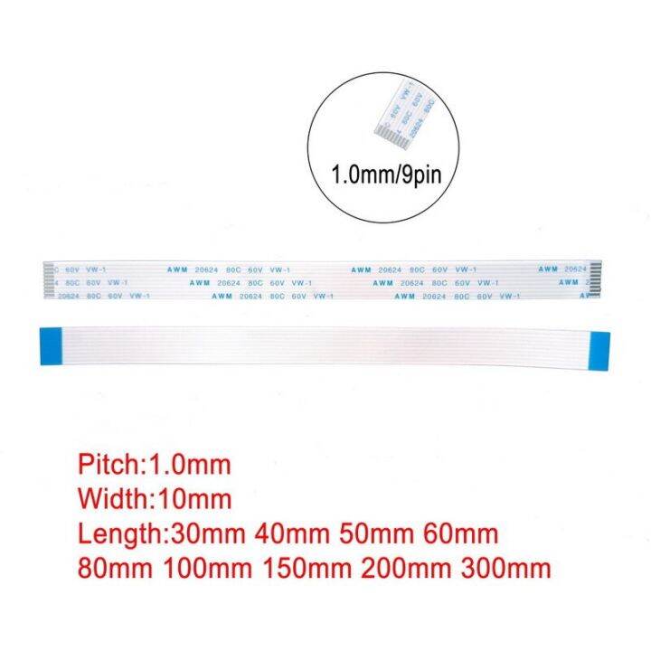 9pin-1mm-1-0mm-pitch-ffc-fpc-awm-20624-80c-60v-vw-1-a-b-type-flat-flexible-cable-60-100-150-200-250-300-400mm-connector-wires-leads-adapters