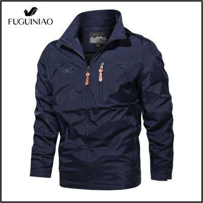 Fuguiniao Men S City Walking Rain Jacket เสื้อแจ็กเกตกันน้ำเสื้อโค้ทกันลมซิปเต็มเสื้อแจ็คเก็ตสำหรับกิจกรรมกลางแจ้ง