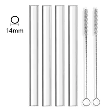 8pcs Reusable Glass Straws 14mm Extra Wide Boba Straws For Bubble