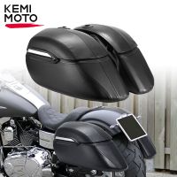 KEMIMOTO Motorcycle Hard Bag Saddlebag &amp; Heavy Duty Mounting Kit Universal For R1200GS For Shadow 750 1100 For Softail Road King