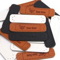 20Pcs Handmade Labels For Clothes PU Leather Tags Black White Brown Hand Made Tags For Sewing Accessories DIY Handcrafts Labels