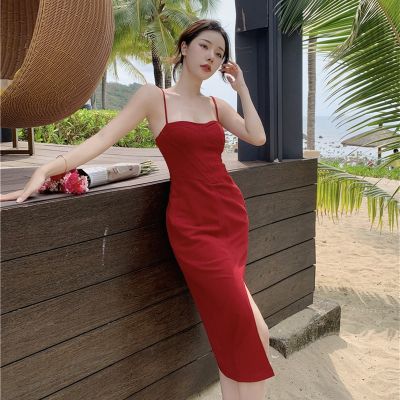 Collect waist strap dress female in the summer by French temperament of restoring ancient ways dress skirt with chest cotton beach holiday