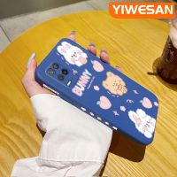 YIWESAN เคสสำหรับ Realme 8 5G 8S 5G Q3i V13 5G Narzo 30 5G เคส Q3การ์ตูนน่ารักรูปกระต่ายน่ารักเคสโทรศัพท์ซิลิโคนลายขอบสี่เหลี่ยมดีไซน์ใหม่เคสกันกระแทกคลุมทั้งหมดป้องกันเลนส์กล้อง