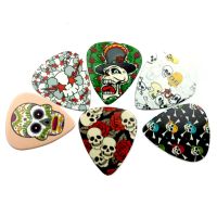 6pcs 0.71mm Bass Guitar Skull Pattern Guitar Picks Celluloid Plectrum Instrument Accessories Ukulele tool parts