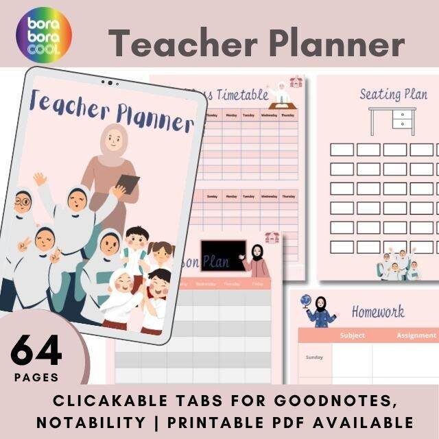 Teacher Digital Planner Book Hyperlinked iOS samsung tablet android