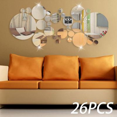 26X 3D Mirror Wall Mirror Sticker Household Mirror Tile Acrylic Dot Room Bedroom Kitchen Bathroom Sticker 3D wall stickers Decorative stickers household products Background decoration