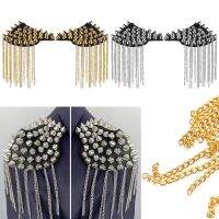 1 Pair New Fashion Tassel Metal Epaulet Punk Rivet Fringed Shoulder Stamp Brooch Pad Chain Dress Decoration Clothing Accessories