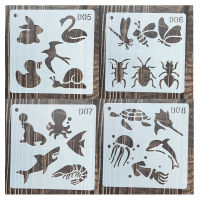 13*13 ซม.แมลง Marine Life Stencils สำหรับภาพวาดกราฟิก DIY Stencils ภาพจิตรกรรมฝาผนังสมุดภาพสี Embossing Album Decor stencils-LUIZU STORE