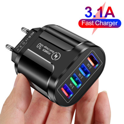 【CW】3.1A 4 Ports USB Travel Charger Fast Charge QC 3.0 Wall Charging For 13 12 Samsung Xiaomi Mobile Plug Charging Adapter