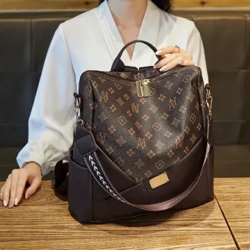 LV Louis Vuitton Women Casual School Bag Cowhide Leather Backpack from