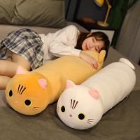 【CW】Kawaii Cat Long Pillow Sofa Cushion Plush Toy Stuffed Cartoon Cat Animal Doll for Kids Baby Girls Lovely Gift