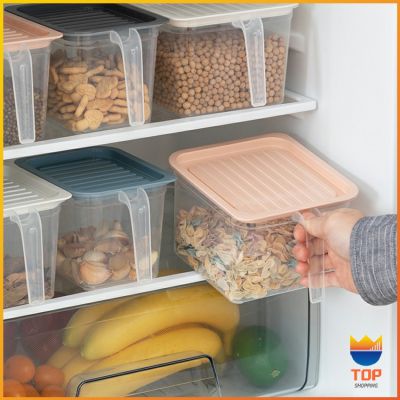 TOP กล่องเก็บอาหารตู้เย็น ""มีที่จับ"" มีฝาปิด Portable refrigerator food storage box
