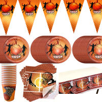 51pclot Basketball Theme Tablecloth Banner Birthday Party Plates Cups Flags Decorate Boys Kids Favors Happy Baby Shower Napkins