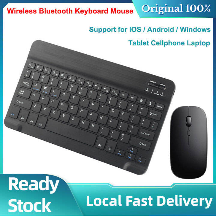 10 Inch Bluetooth Keyboard Mouse Rechargeable Silent Universal Wireless