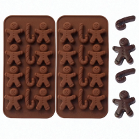 แม่พิมพ์วุ้น พิมพ์วุ้น พิมพ์ซิลิโคน Ginger bread man &amp; Cane พิมพ์สบู่ พิมพ์ช็อคโกแลต XMAS Chocolate Silicone Mold