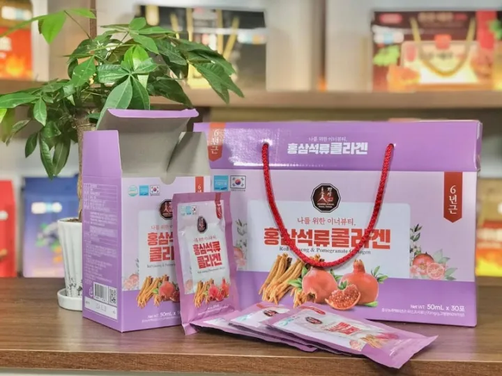 Nước Hồng Sâm Collagen Lựu KGF Red Ginseng Pomegranate Collagen có công dụng điều hòa quá trình tiết dầu và giảm mụn trứng cá không?
