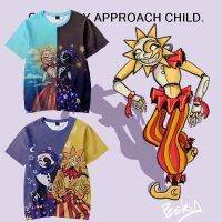 2023 NewSafety Breach Sundrop FNAF 3D การพิมพ์ดิจิตอลยุโรปอเมริกันผู้ใหญ่เด็กแขนสั้น T-Shirt