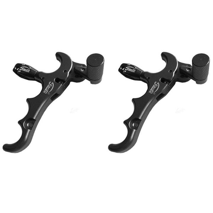 2X JIANZD 360 Degree Rotation Compound Bow Release Adjustable Caliper Trigger Grip Thumb 4