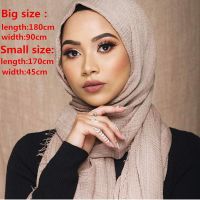 【CW】 Pay attention to size selection Plain Wrinkle Wrap Cotton Shawl women Crinkle Hijab Muslim scarf wholesale