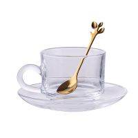 Genuine Original High-end European-style Phnom Penh coffee cup home glass set with spoon saucer mug teacup high temperature and explosion-proof