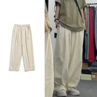 Hot sell Mens korean fashion Casual Cotton Linen Loose Drawstring Pants y2k loose wide leg pants Pantalones De Hombre 8299