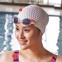 【hot sale】┇ D06 Men Women Silicone 3D Elastic Swimming Caps/ Long Hair Swim Cap Ear Bone Cover/ Diving Swimming BadmutsTH