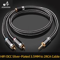 ATAUDIO Hifi สาย2RCA 3.5มม.,สาย Hi-End OCC สเตอริโอ3.5มม. สายตัวแยก AUX RCA Y สำหรับลำโพงสมาร์ทโฟน