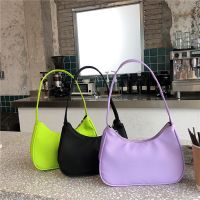 Fashion Design Women Hobos Clutch Purse Handbags Candy Color Nylon Ladies Small Shoulder Bags Simple Female Tote Bag