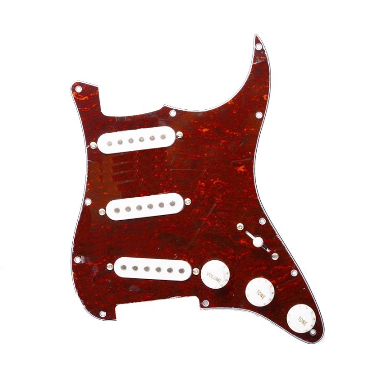 รถปิคอัพ-pickguard-กีตาร์ไฟฟ้าคอยล์เดี่ยวโหลดไว้ล่วงหน้า11หลุมกีตาร์อุปกรณ์สีขาวมุกแดง-ขาว