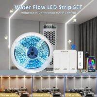 [Hot K] การแข่งม้า WS2811ไฟ LED ใช้น้ำไหลแบบ Blackflow แถบไฟเส้นตรงไฟ LED บลูทูธยืดหยุ่นสูง10ม. 15ม. 20ม. 24V SMD2835สำหรับห้อง