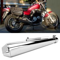 Motorcycle Exhaust Pipe Retro Exhaust Muffler with 35/39/43mm Reducer Electroplating Silver