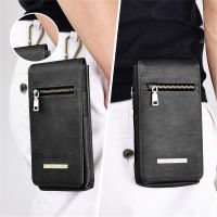 VIETAO Black Waist Wallet Mobile phone leather Bag For iphone 14 pro max case Puloka zipper clip belt cellphone pouch bag