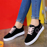 Womens canvas shoesรองเท้าผ้าใบยิ้มรองเท้าแฟชั่นสตรีรองเท้านักเรียน