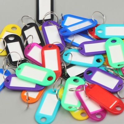 30pcs Keychain Key ID Label Tags Luggage ID Tags Hotel Number Classification Card Key Rings Keychain Random Color Hot Key Chains