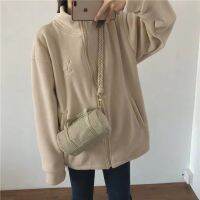 New Vintage Punk Style Streetwear Chic V-neck Letter Embroidery Sweatshirt Women Baseball Oversized Harajuku lambswool coats ins