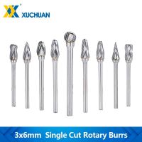 10pcs 3mm Shank Rotary Burr 6mm เส้นผ่านศูนย์กลาง Single Cut Rotary File Carbide Milling Bit