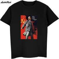 ขายร้อนผู้ชาย Tshirt Vladimir Lenin รัสเซียคอมมิวนิสต์ Revolution เสื้อยืดสีดำ Hip Hop Tees Tops Harajuku Streetwear คุณภาพสูงแขนสั้น