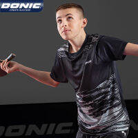 DONIC เสื้อยืดเบียร์ปองปิงมีแห้งเร็วเสื้อยืดเล่นปิงปองระบายอากาศมีปกคอกลมเสื้อชิ้นบนแขนสั้นเล่นกีฬา